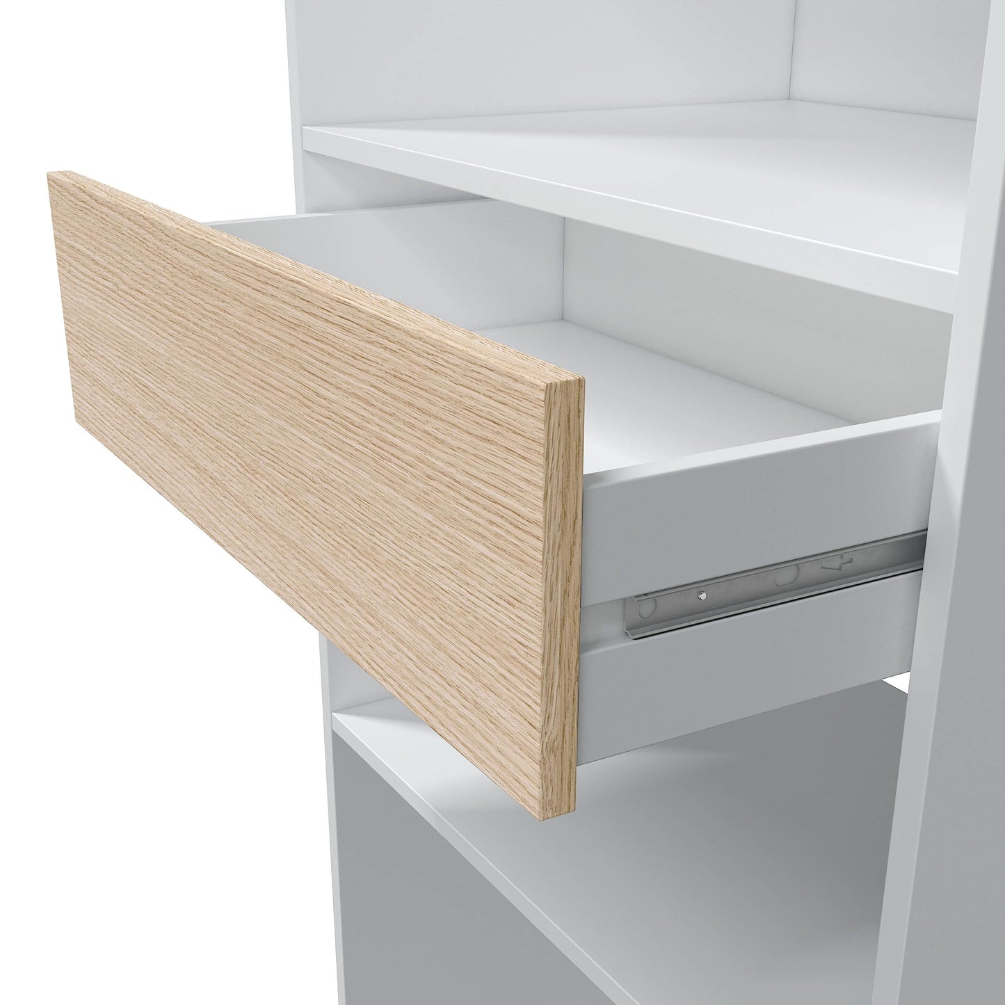Habitdesign Armario Vestidor, Armario 2 Barras 4 Estantes 1 Cajón, 187x158x40 (AltoxAnchoxFondo - en cm), Vestidor Reversible Color Blanco Artik y Roble