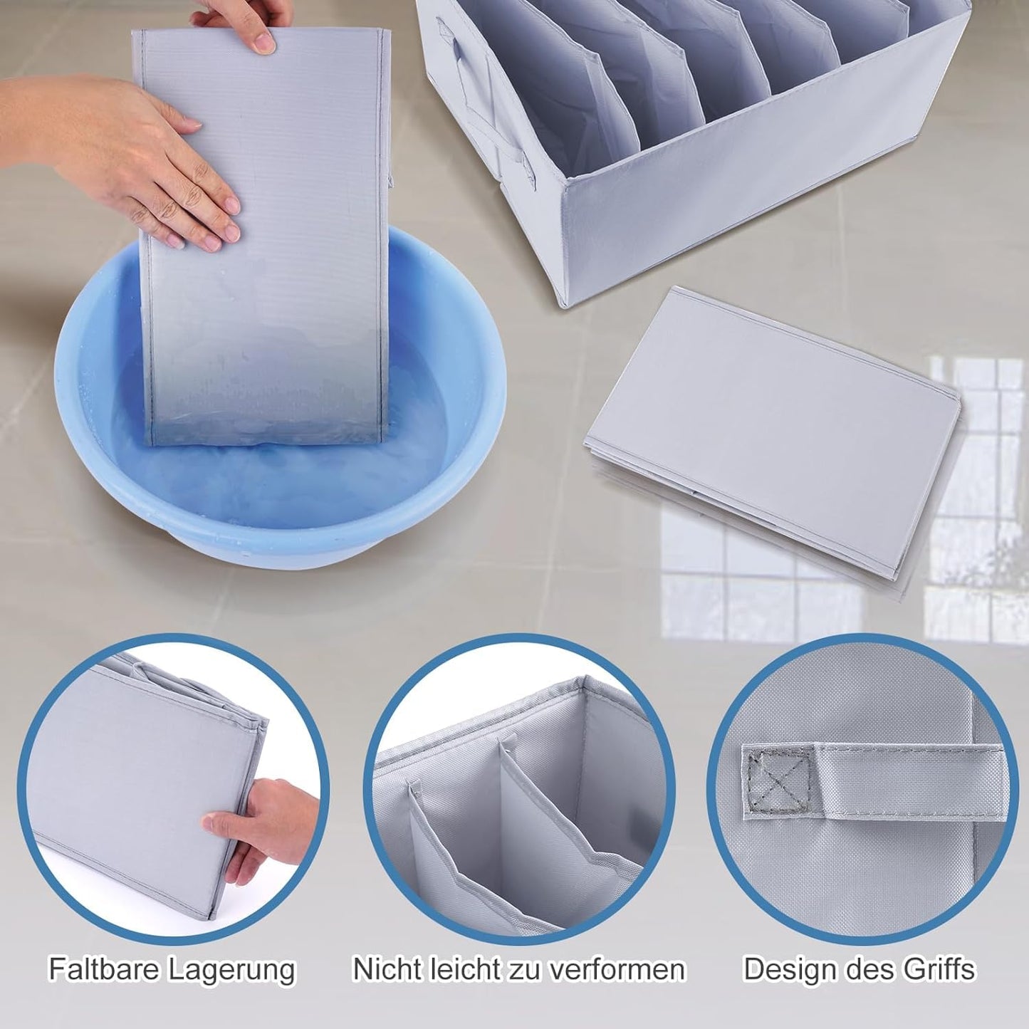 hinrey 3 pcs Organizador Armario Ropa, Cajas Almacenamiento Plegable de Tela. Para Jeans Pantalones, Suéter, Camisetas, Separadores De Cajones 25cm*34cm*20cm*6
