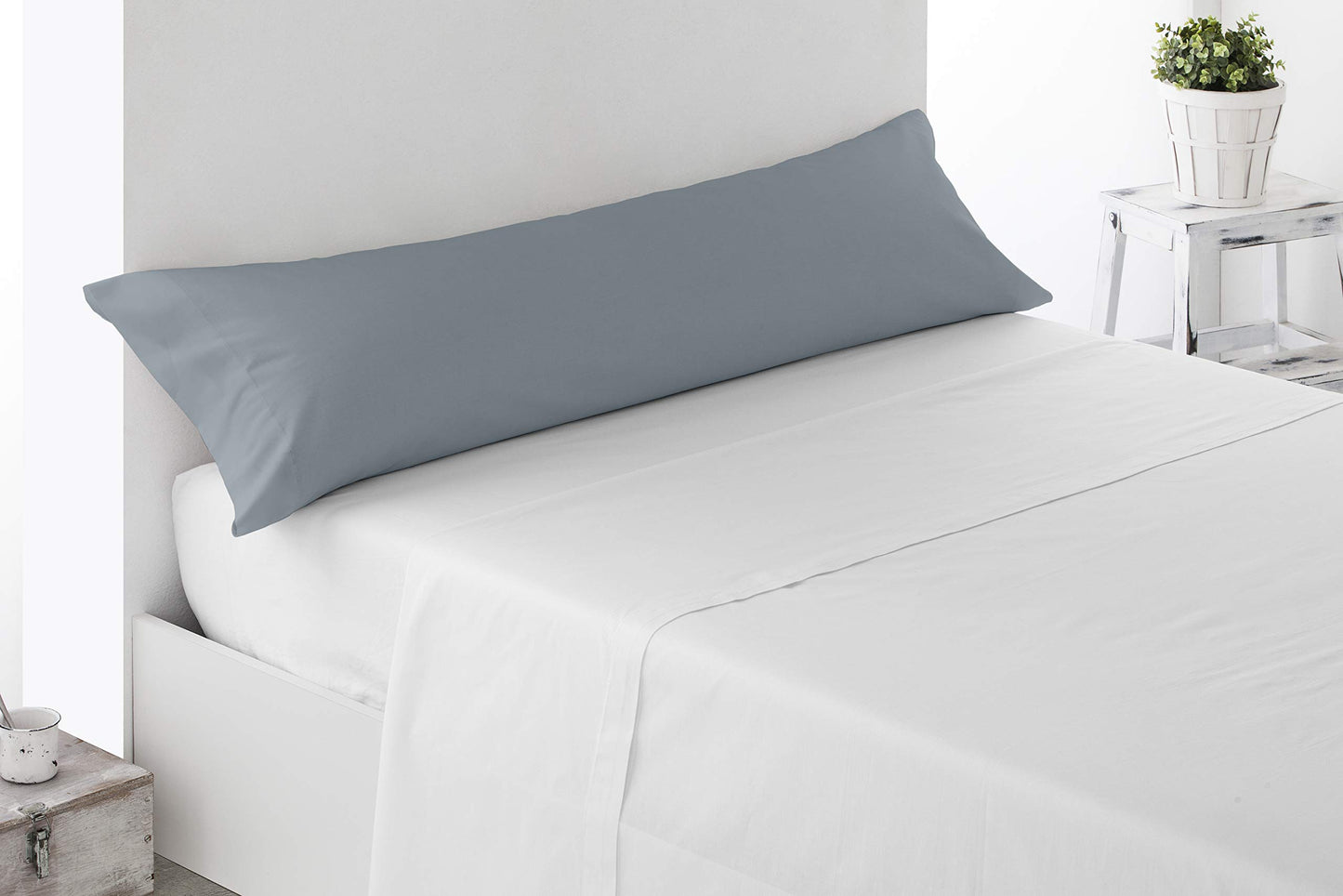 Miracle Home. Funda de Almohada 100% Microfibra cepillada, Abierto a Ambos Lados, antipeeling. 110X45. Cama 90. Gris