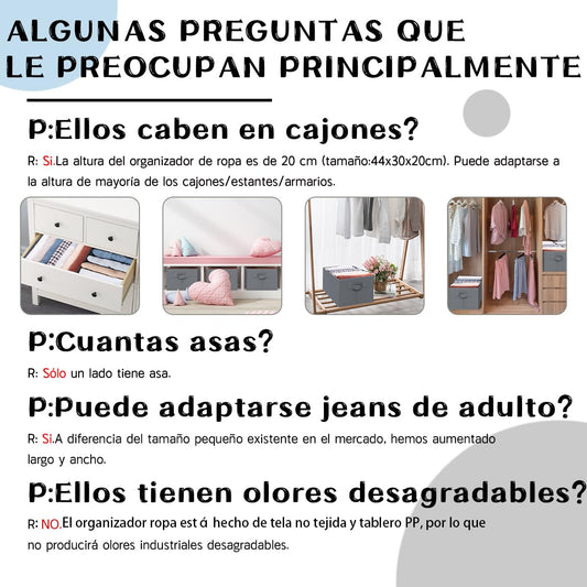 Niviy Organizador Armario Ropa Caja Ordenar Pantalones Plegable para Jeans,Bufanda,Camisetas Separadores De Cajones con 7 Compartimentos 44x30x20cm 2PCS