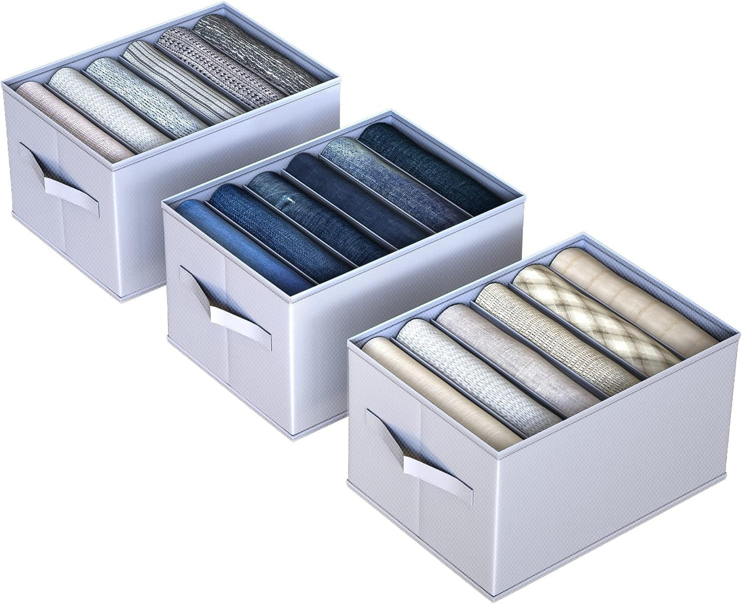 hinrey 3 pcs Organizador Armario Ropa, Cajas Almacenamiento Plegable de Tela. Para Jeans Pantalones, Suéter, Camisetas, Separadores De Cajones 25cm*34cm*20cm*6