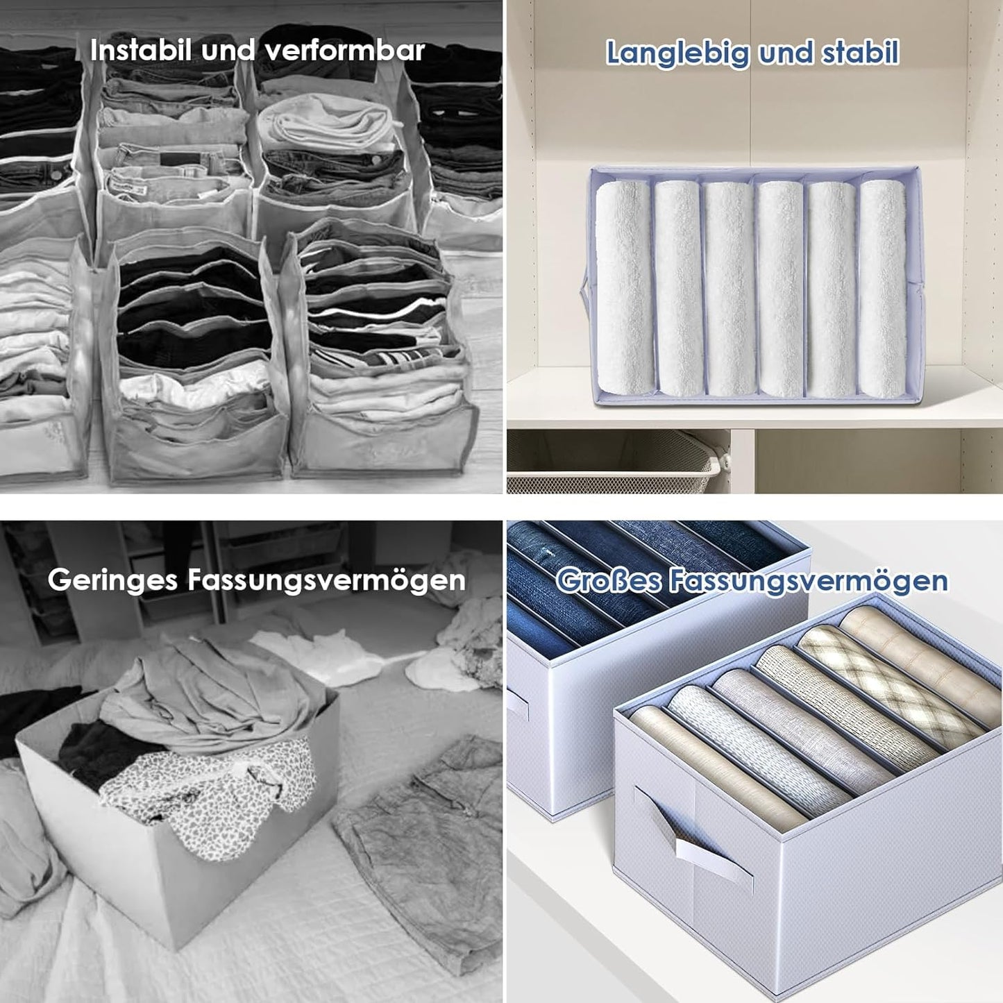 hinrey 3 pcs Organizador Armario Ropa, Cajas Almacenamiento Plegable de Tela. Para Jeans Pantalones, Suéter, Camisetas, Separadores De Cajones 25cm*34cm*20cm*6