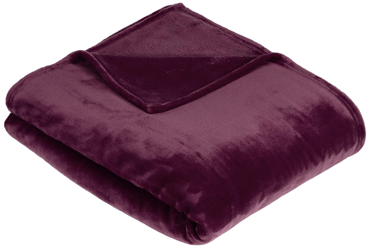 Amazon Basics Manta arrullo no calefactable, Hecha de Felpa de Terciopelo Suave, 168 x 229 cm, Color Berenjena