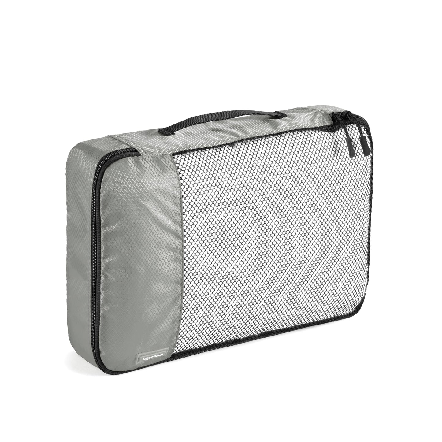 Amazon Basics Organizador Para Maletas, Organizadores de Viaje, con Cremallera, Juego de 4 Bolsas, Grande/Mediano/Pequeño/Delgado, Gris